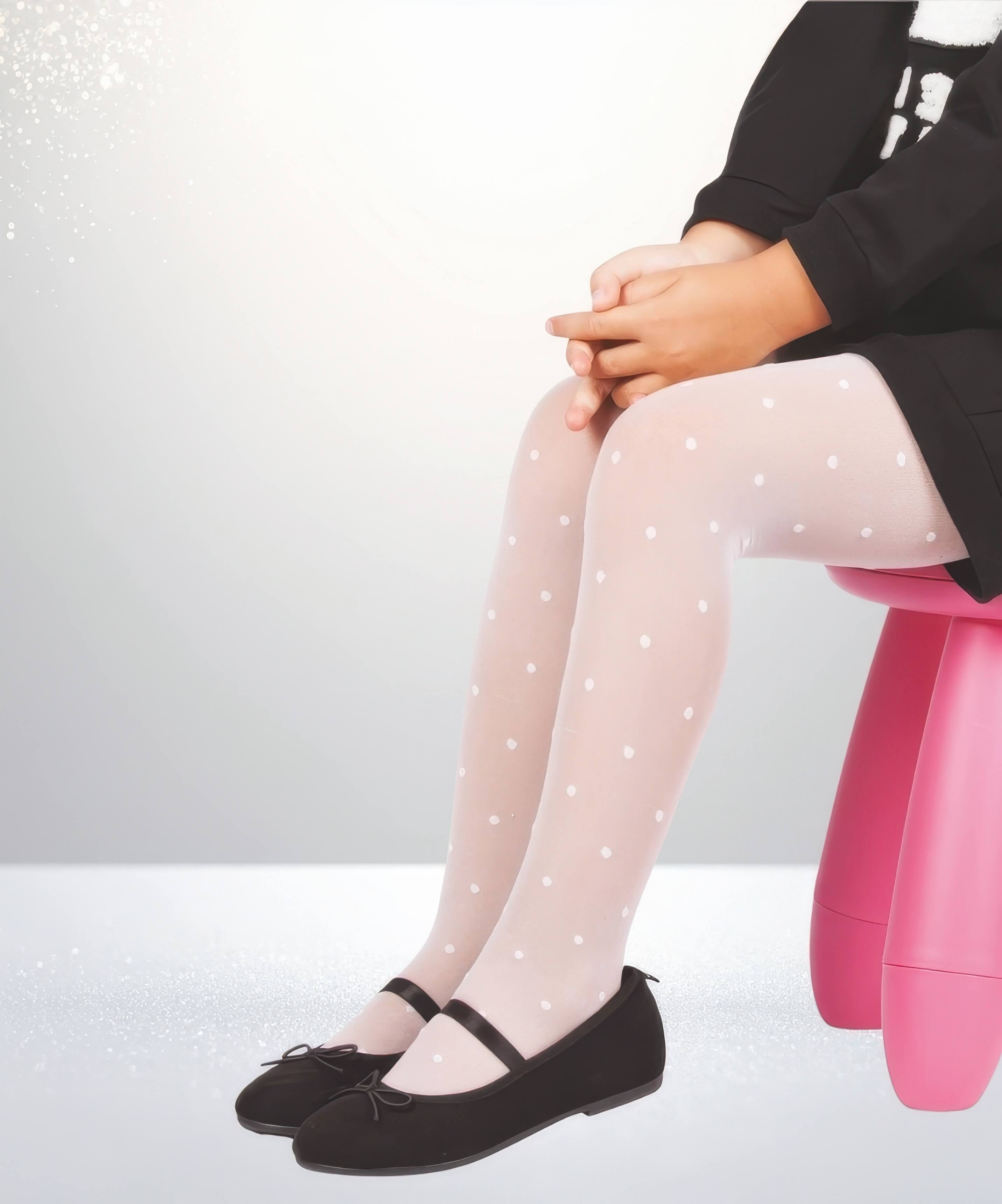 İnce Puantiye Çocuk Külotlu Çorap - 1