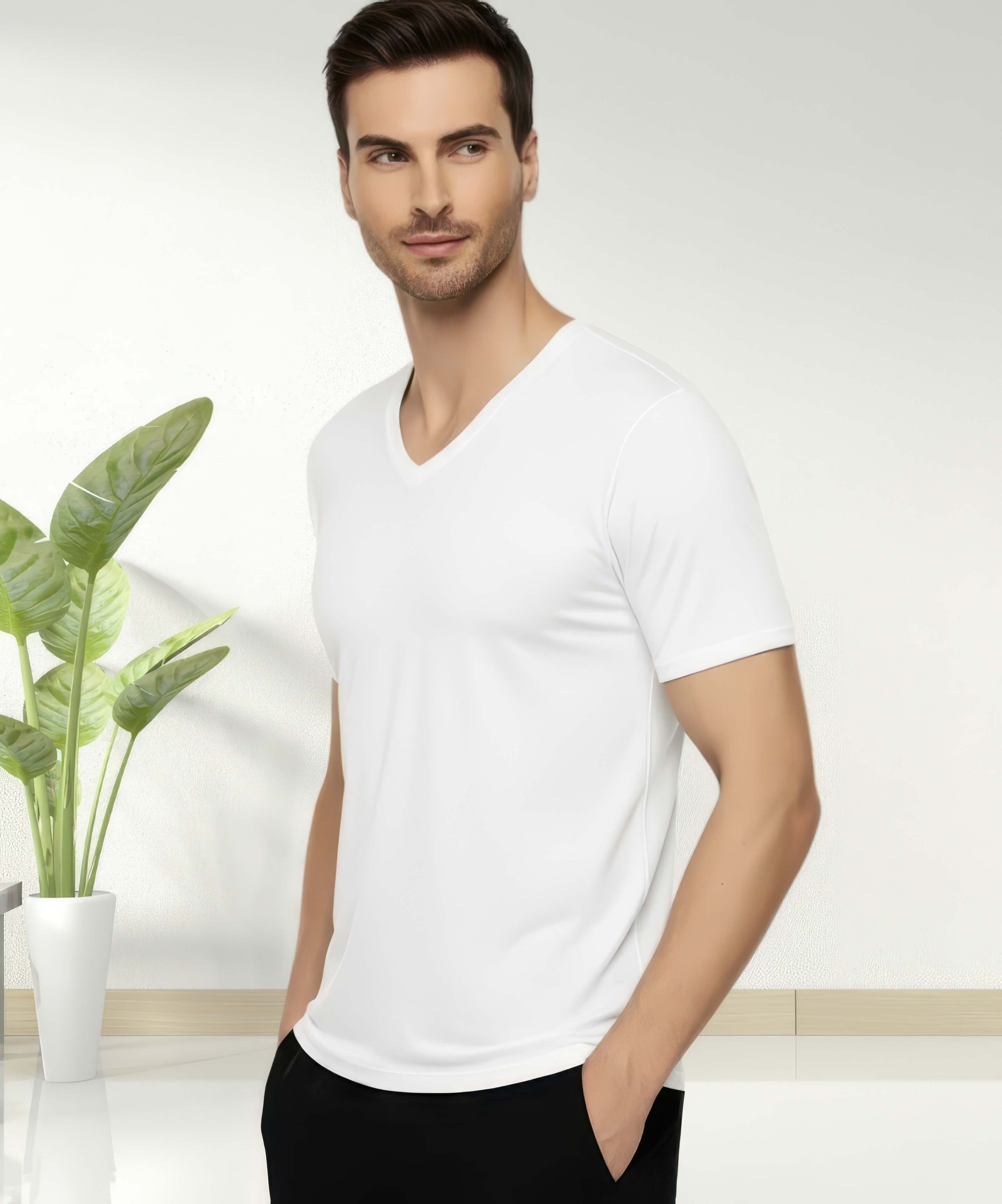 Elastan V Yaka Yarım Kol Atlet