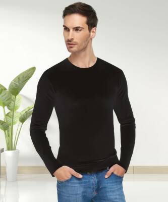 Elestan Yuvarlak Yaka Uzun Kol Badi SİYAH