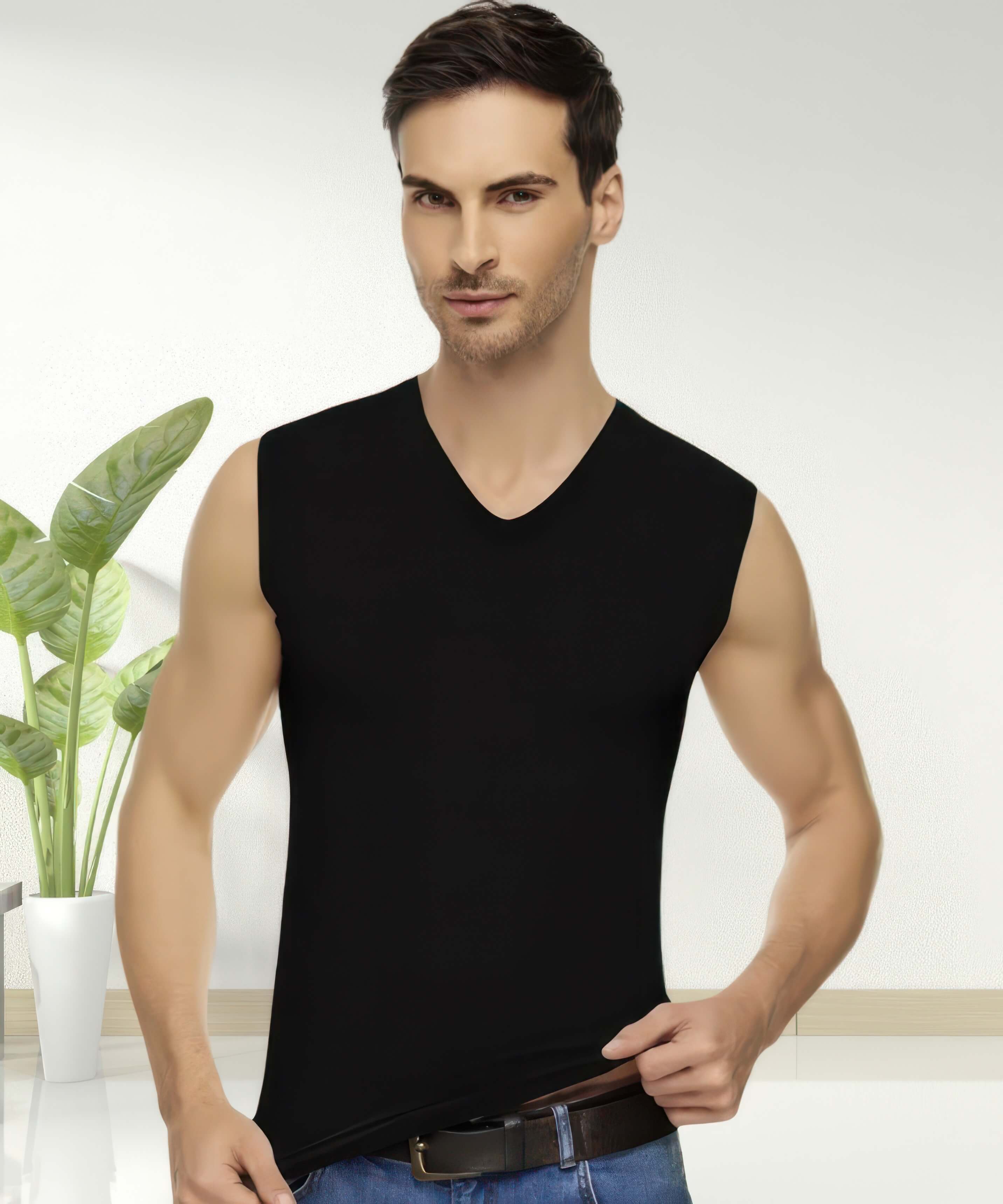 Elestan V Yaka Sıfır Kol Atlet