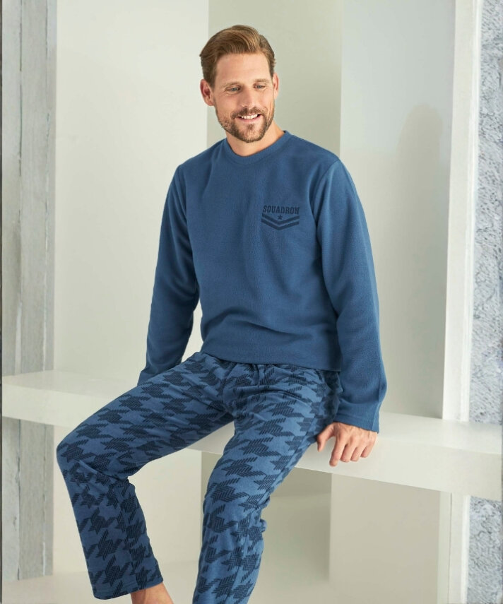 Yuvarlak Yaka Polar Pijama Takımı - 4