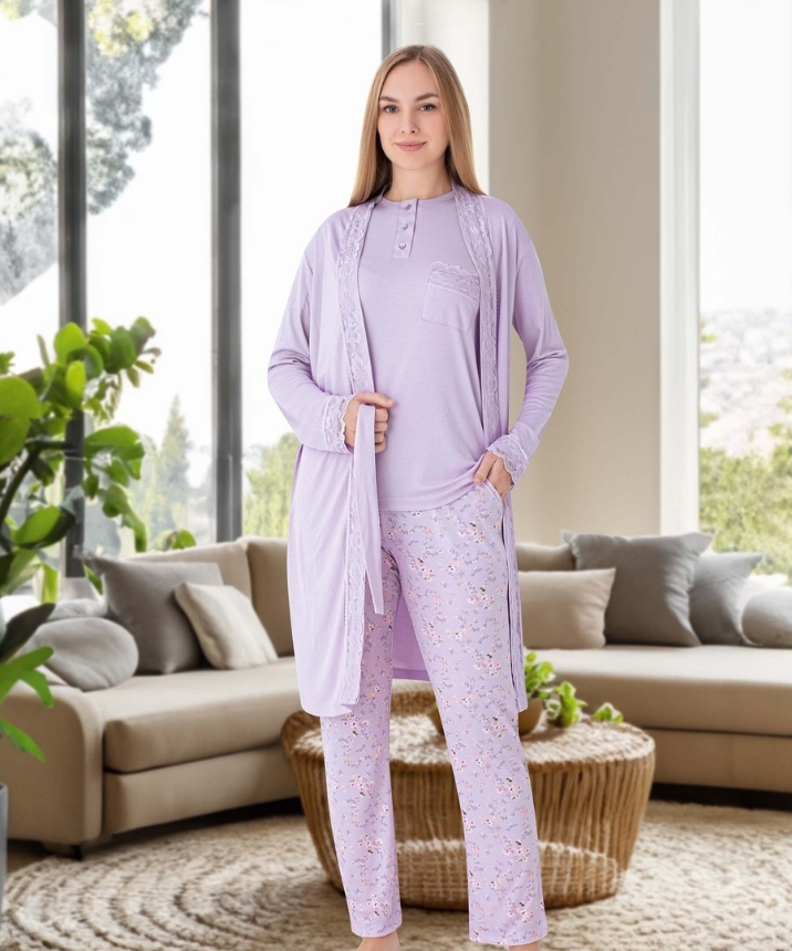 Melisa 3'lü Set Uzun Kol Pijama Takımı