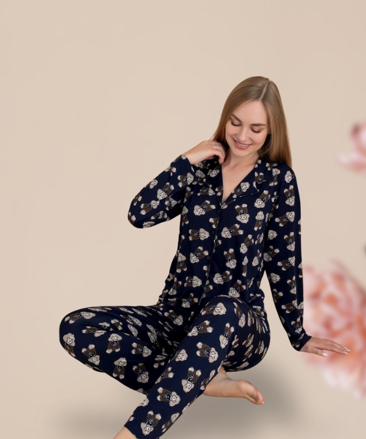 Milan Poodle Desen Pijama Takımı - 1