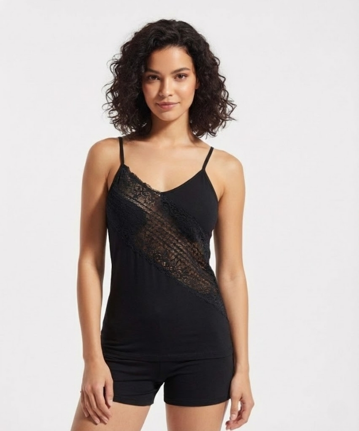 Likralı Çapraz Dantelli Atlet - 3