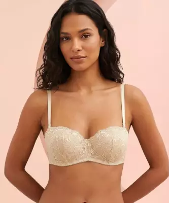 İçi Boş Straplez Desteksiz Dantelli Sütyen - 2