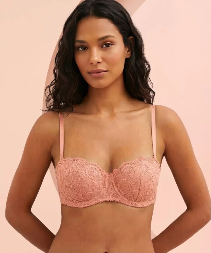 İçi Boş Straplez Desteksiz Dantelli Sütyen - 3