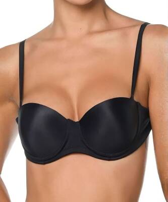 Sırt Kısmı Şeffaf Dolgusuz Straplez Sütyen Siyah