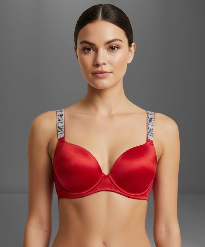 Boş Cup Destekli Dolgulu Işıltılı Askılı Sütyen - 1