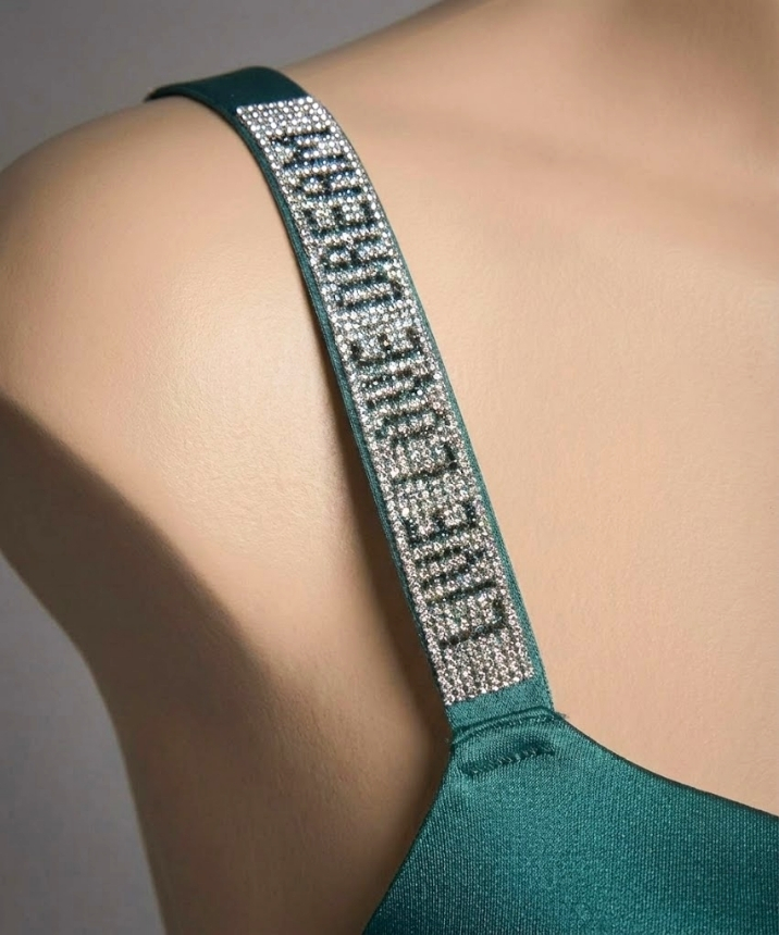 Boş Cup Desteksiz Dolgusuz Işıltılı Askılı Sütyen - 3