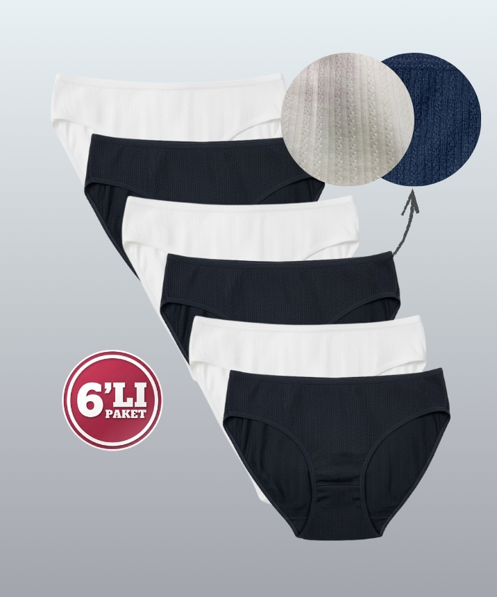 6'lı Paket Desenli Likralı Külot