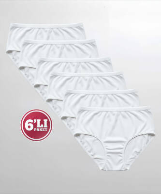 6'lı Paket Bambu Düz Bato Külot BEYAZ