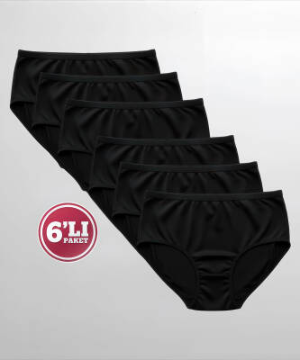 6'lı Paket Bambu Düz Bato Külot SİYAH