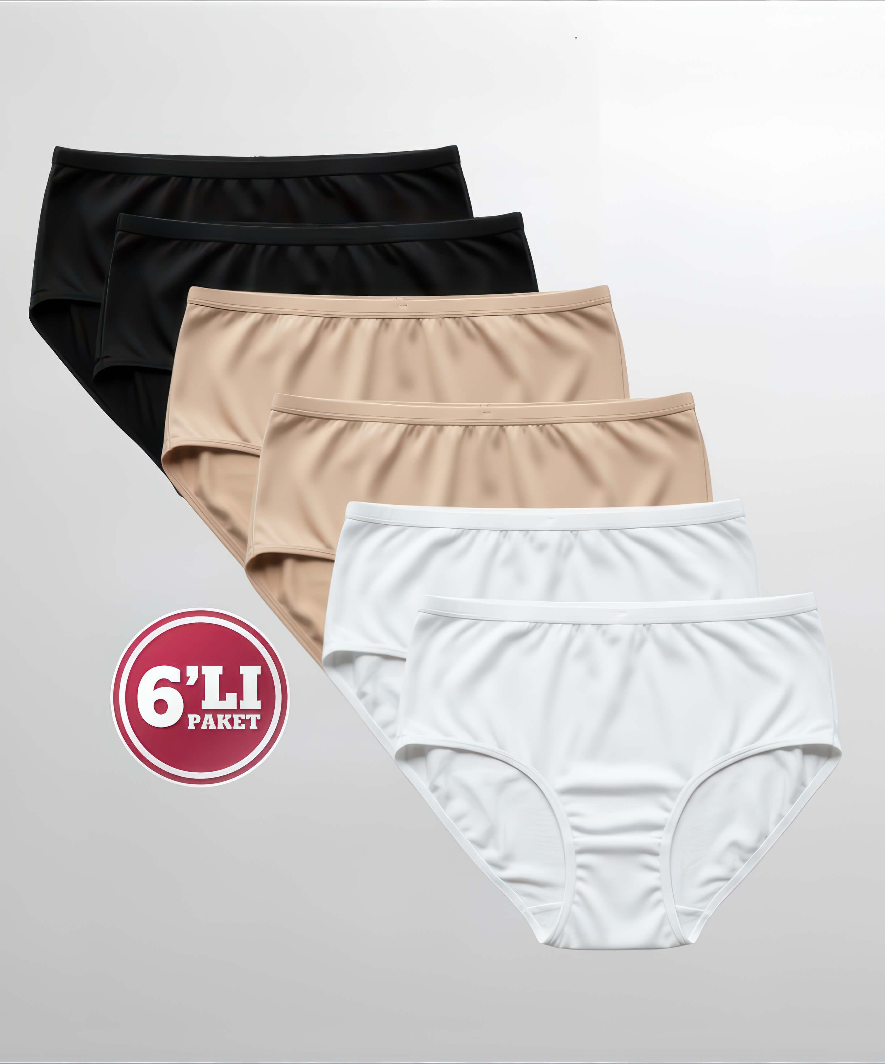 6'lı Paket Bambu Düz Bato Külot - 1