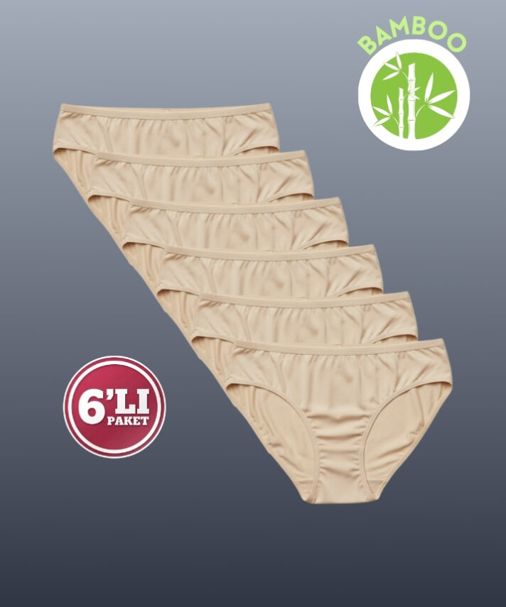 6'lı Paket Bambu Düz Külot - 2