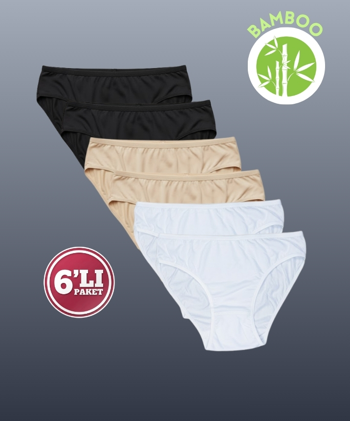 6'lı Paket Bambu Düz Külot - 1