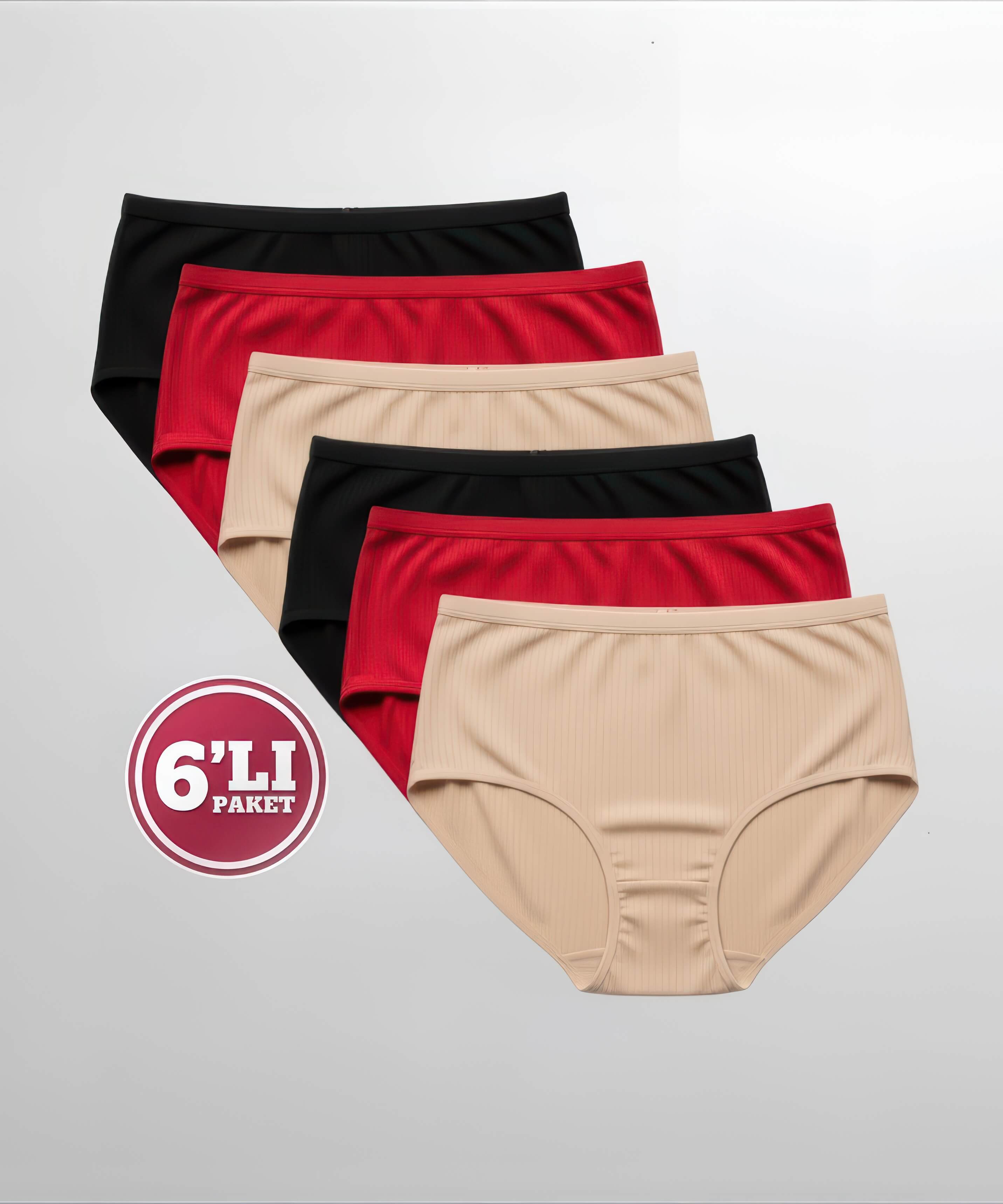 Özten 6'lı Paket Çizgili Bato Külot