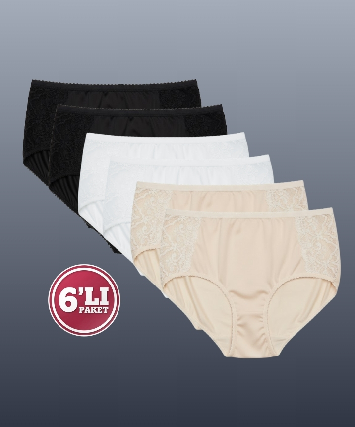 6'lı Paket Dantelli Bato Külot - 1