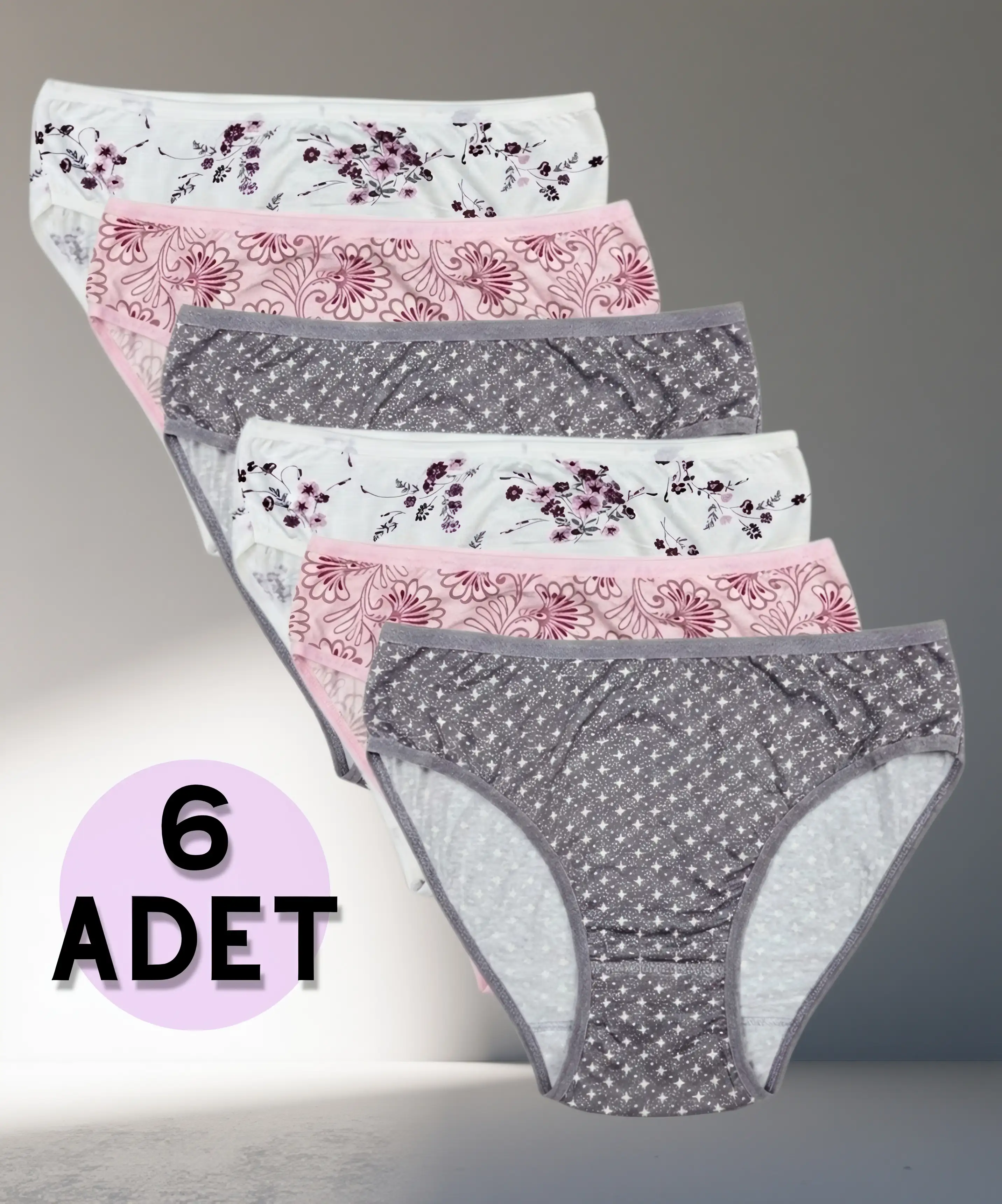 6'lı Paket Desenli Likralı Külot - 1