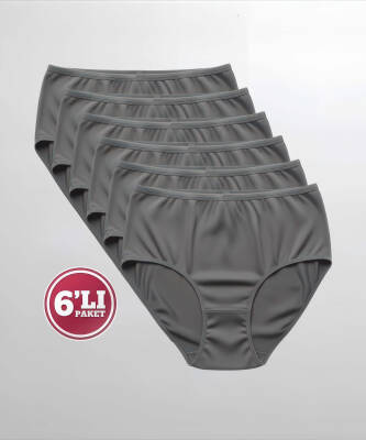6'lı Paket Likralı Kaşkorse Bato Külot GRİ