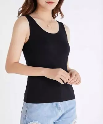 Kalın Askılı Bambu Atlet SİYAH