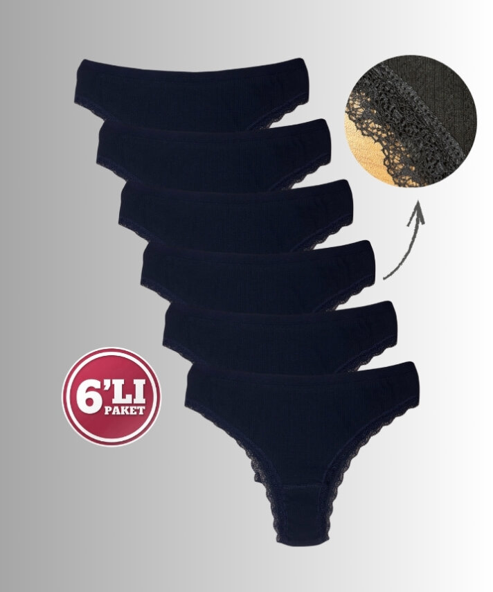 6'lı Paket Dantelli Brazilian Külot - 2