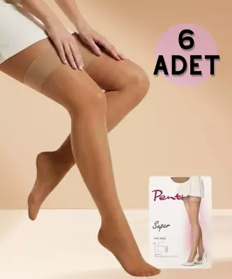 Süper 15 6'lı Paket Jartiyersiz Lastikli Çorap