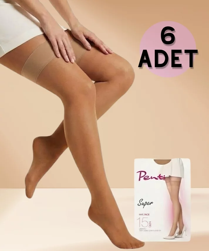 Süper 15 6'lı Paket Jartiyersiz Lastikli Çorap - 1