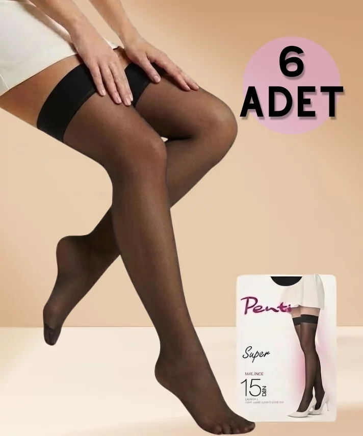 Süper 15 6'lı Paket Jartiyersiz Lastikli Çorap - 2
