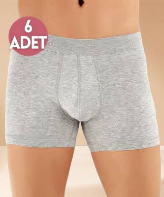 6'lı Paket Düz Likralı Boxer Gri